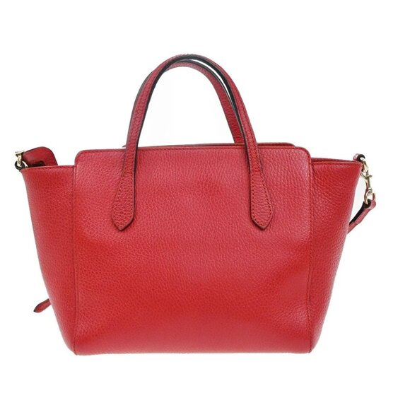 GUCCI GG Logo Swing 2Way Shoulder Hand Tote Bag Leather Red GHW Italy 73KP034 - Picture 3 of 15